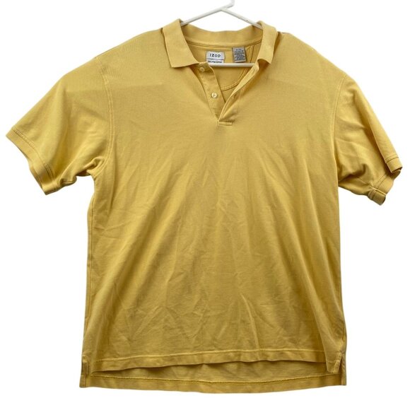 Izod Mens Polo Shirt XL Yellow 100% Pima Cotton Short Sleeve - Picture 1 of 6